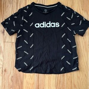 Adidas womens short sleeve t shirt black and white with logo